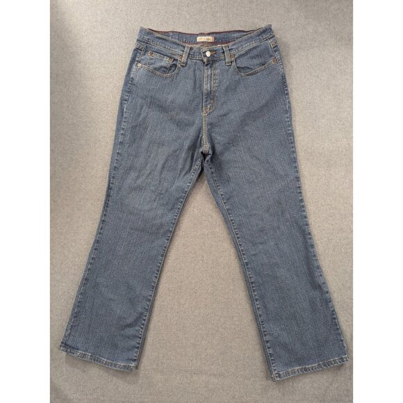 Levis 550 Jeans Womens Size 16 Blue Relaxed Boot Cut High Rise Comfort Stretch - Picture 1 of 14